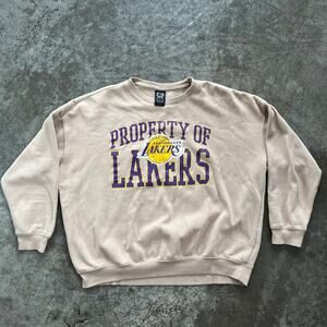 NBA Los Angeles Lakers Property Of Crewneck Sweatshirt Tan L Oversized